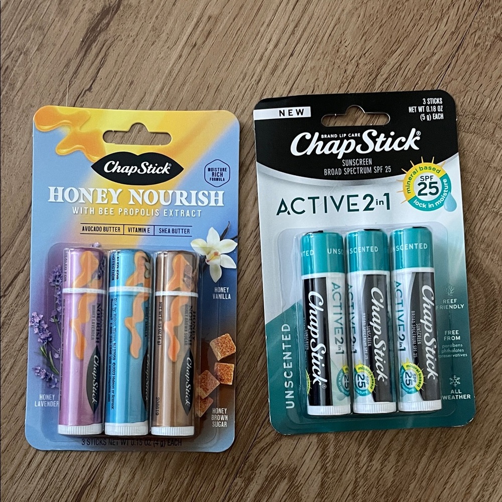 ChapStick Honey Nourish and Active Lip Balm Duo New in box 6 count